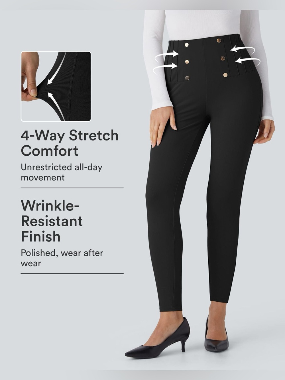 Halara Flex Luxe Pants Skinny Black Large Tummy Control Work Leggings Pockets